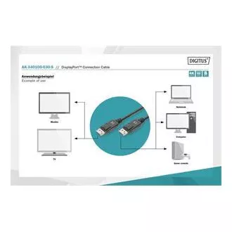 Digitus Připojovací kabel DisplayPort 1.2, DP M/M, 3,0 m, se západkou, Ultra HD 4K, bl Digitus Připojovací kabel DisplayPort 1.2, DP M/M, 3,0 m, se západkou, Ultra HD 4K, bl