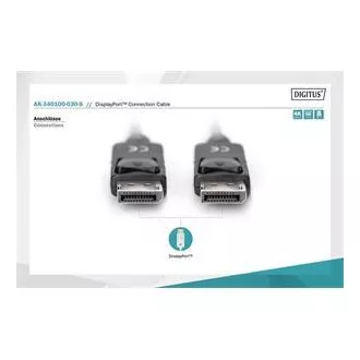 Digitus Připojovací kabel DisplayPort 1.2, DP M/M, 3,0 m, se západkou, Ultra HD 4K, bl Digitus Připojovací kabel DisplayPort 1.2, DP M/M, 3,0 m, se západkou, Ultra HD 4K, bl