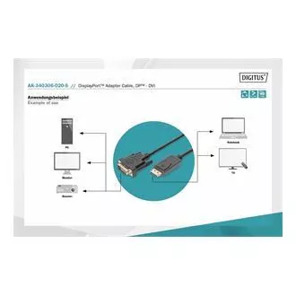 Digitus DisplayPort připojovací kabel, DP/M- DVI (24+1)/M 2.0m