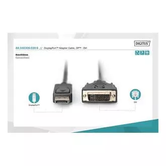 Digitus DisplayPort připojovací kabel, DP/M- DVI (24+1)/M 2.0m