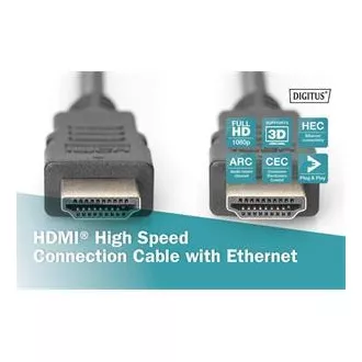 Digitus HDMI High Speed + Ethernet připojovací kabel, 2xstíněný, 3m Digitus HDMI High Speed + Ethernet připojovací kabel, 2xstíněný, 3m
