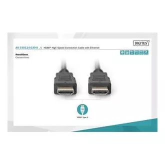 Digitus HDMI High Speed + Ethernet připojovací kabel, 2xstíněný, 3m Digitus HDMI High Speed + Ethernet připojovací kabel, 2xstíněný, 3m