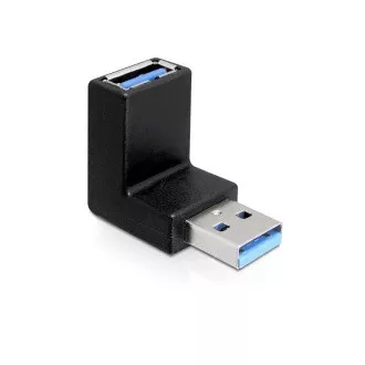 DeLock adaptér USB 3.0 samec - USB 3.0 samice pod úhelem 90° vertikálně