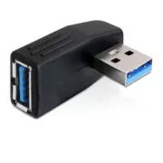 DeLock adaptér USB 3.0 samec - USB 3.0 samice pod úhelem 90° horizontálně