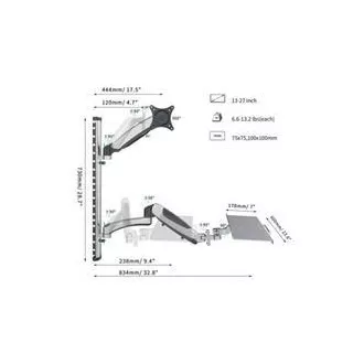 Digitus držák na monitor a klávesnici do 69cm (27"), flexibilní, 8kg VESA 75 x 75 a 100 x 100 mm