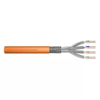 Digitus Instalační kabel CAT 7 S-FTP, 1200 MHz Dca (EN 50575), AWG 23/1, klubko 100 m, simplex, barva oranžová