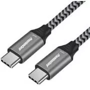 PremiumCord USB-C kabel ( USB 3.2 GEN 2x2, 5A, 100W, 20Gbit/s ) 2m, bavlněný oplet