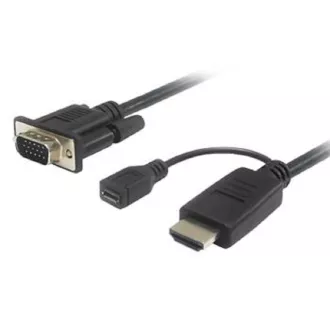 PremiumCord Kabelový převodník HDMI na VGA s napájecím micro USB konektorem 2m PremiumCord Kabelový převodník HDMI na VGA s napájecím micro USB konektorem 2m