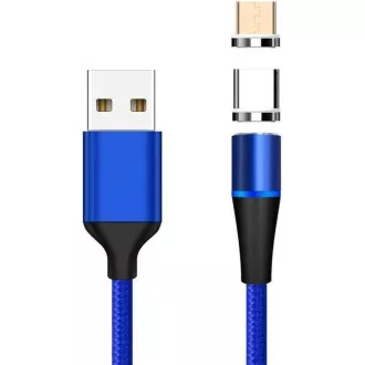 PremiumCord Magnetický micro USB a USB-C nabíjecí a datový kabel 1m, modrý PremiumCord Magnetický micro USB a USB-C nabíjecí a datový kabel 1m, modrý
