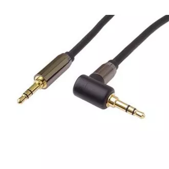 PremiumCord HQ stíněný kabel stereo Jack 3.5mm - Jack 3.5mm zahnutý 90° 1,5m PremiumCord HQ stíněný kabel stereo Jack 3.5mm - Jack 3.5mm zahnutý 90° 1,5m