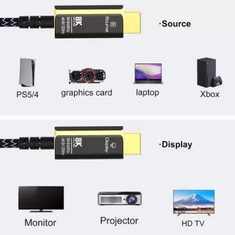 PremiumCord Ultra High Speed HDMI 2.1 optický fiber kabel 8K@60Hz,zlacené 10m PremiumCord Ultra High Speed HDMI 2.1 optický fiber kabel 8K@60Hz,zlacené 10m