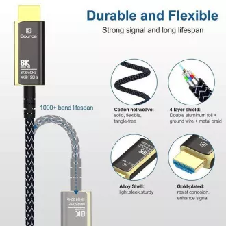 PremiumCord Ultra High Speed HDMI 2.1 optický fiber kabel 8K@60Hz,zlacené 15m PremiumCord Ultra High Speed HDMI 2.1 optický fiber kabel 8K@60Hz,zlacené 15m