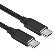 PremiumCord Kabel USB-C M/M, 240W 480Mbps černý bavlněný oplet, 1,5m