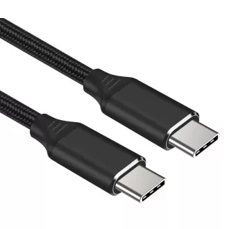 PremiumCord Kabel USB-C M/M, 240W 480Mbps černý bavlněný oplet, 1,5m PremiumCord Kabel USB-C M/M, 240W 480Mbps černý bavlněný oplet, 1,5m