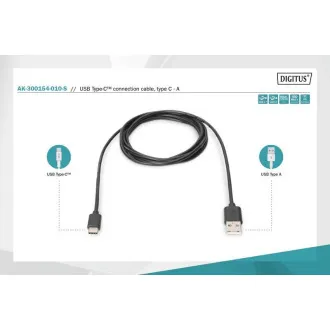 Digitus Připojovací kabel USB C na A 1,0 m, 3A, 480 MB, verze 2.0 Digitus Připojovací kabel USB C na A 1,0 m, 3A, 480 MB, verze 2.0