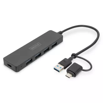 Digitus USB 3.0 Hub 4-Port, Slim Line, 0,2m kabel Digitus USB 3.0 Hub 4-Port, Slim Line, 0,2m kabel