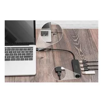 Digitus USB 3.0 Hub 4-Port, Slim Line, 0,2m kabel Digitus USB 3.0 Hub 4-Port, Slim Line, 0,2m kabel