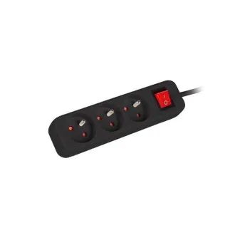 LANBERG Prodlužovací přívod 1.5M 3X klasická zásuvka s vypínačem měď kabel černý