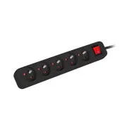 LANBERG Prodlužovací přívod 1.5M 5X klasická zásuvka s vypínačem měď kabel černý
