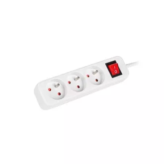 LANBERG Prodlužovací přívod 3M 3X klasická zásuvka s vypínačem měď kabel bílý LANBERG Prodlužovací přívod 3M 3X klasická zásuvka s vypínačem měď kabel bílý