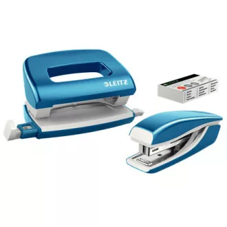 LEITZ Set mini sešívačky a děrovačky WOW, metalická modrá LEITZ Set mini sešívačky a děrovačky WOW, metalická modrá