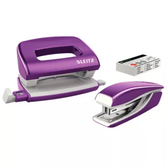 LEITZ Set mini sešívačky a děrovačky WOW, purpurová LEITZ Set mini sešívačky a děrovačky WOW, purpurová