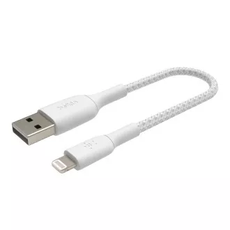 Belkin BOOST CHARGE Lightning/USB-A kabel, 15cm, bílý - odolný Belkin BOOST CHARGE Lightning/USB-A kabel, 15cm, bílý - odolný