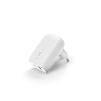 Belkin BOOST CHARGE Duální 37W Power Delivery PPS nástěnná nabíječka (USB-C 25W + USB-A 12W), bílá