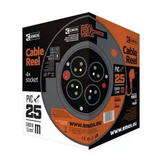 Emos prodlužovací buben - 4 zásuvky, 25m, 1.5mm, PVC, IP20 Emos prodlužovací buben - 4 zásuvky, 25m, 1.5mm, PVC, IP20