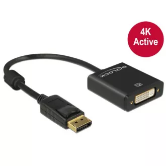 Delock adaptér Displayport 1.2 samec > DVI samice 4K aktivní černý Delock adaptér Displayport 1.2 samec > DVI samice 4K aktivní černý