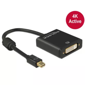 Delock adaptér mini Displayport 1.2 samec > DVI samice 4K aktivní černý Delock adaptér mini Displayport 1.2 samec > DVI samice 4K aktivní černý