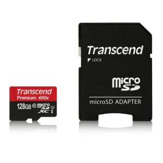 Transcend 128GB microSDXC UHS-I 400x Premium (Class 10) paměťová karta (s adaptérem) Transcend 128GB microSDXC UHS-I 400x Premium (Class 10) paměťová karta (s adaptérem)