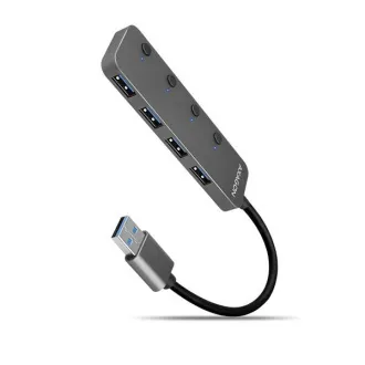 AXAGON HUE-MSA, 4x USB 3.2 Gen 1 SWITCH hub, kovový, micro USB nap. konektor, kabel USB-A 20cm AXAGON HUE-MSA, 4x USB 3.2 Gen 1 SWITCH hub, kovový, micro USB nap. konektor, kabel USB-A 20cm