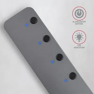 AXAGON HUE-MSA, 4x USB 3.2 Gen 1 SWITCH hub, kovový, micro USB nap. konektor, kabel USB-A 20cm AXAGON HUE-MSA, 4x USB 3.2 Gen 1 SWITCH hub, kovový, micro USB nap. konektor, kabel USB-A 20cm