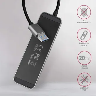 AXAGON HUE-MSA, 4x USB 3.2 Gen 1 SWITCH hub, kovový, micro USB nap. konektor, kabel USB-A 20cm AXAGON HUE-MSA, 4x USB 3.2 Gen 1 SWITCH hub, kovový, micro USB nap. konektor, kabel USB-A 20cm