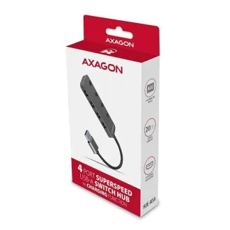 AXAGON HUE-MSA, 4x USB 3.2 Gen 1 SWITCH hub, kovový, micro USB nap. konektor, kabel USB-A 20cm AXAGON HUE-MSA, 4x USB 3.2 Gen 1 SWITCH hub, kovový, micro USB nap. konektor, kabel USB-A 20cm