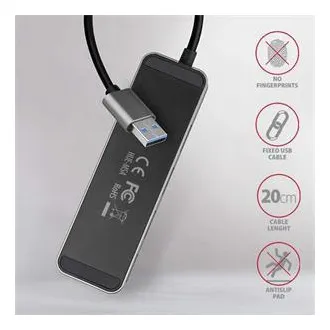 AXAGON HUE-MSA, 4x USB 3.2 Gen 1 SWITCH hub, kovový, micro USB nap. konektor, kabel USB-A 20cm AXAGON HUE-MSA, 4x USB 3.2 Gen 1 SWITCH hub, kovový, micro USB nap. konektor, kabel USB-A 20cm