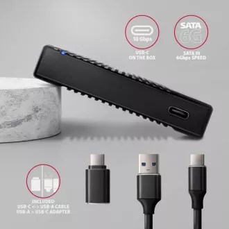 AXAGON EE25-GTR, USB-C 10Gbps - SATA 6G 2.5" RIBBED box, černý AXAGON EE25-GTR, USB-C 10Gbps - SATA 6G 2.5" RIBBED box, černý