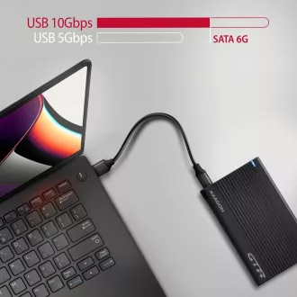 AXAGON EE25-GTR, USB-C 10Gbps - SATA 6G 2.5" RIBBED box, černý AXAGON EE25-GTR, USB-C 10Gbps - SATA 6G 2.5" RIBBED box, černý