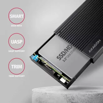 AXAGON EE25-GTR, USB-C 10Gbps - SATA 6G 2.5" RIBBED box, černý AXAGON EE25-GTR, USB-C 10Gbps - SATA 6G 2.5" RIBBED box, černý
