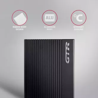 AXAGON EE25-GTR, USB-C 10Gbps - SATA 6G 2.5" RIBBED box, černý AXAGON EE25-GTR, USB-C 10Gbps - SATA 6G 2.5" RIBBED box, černý