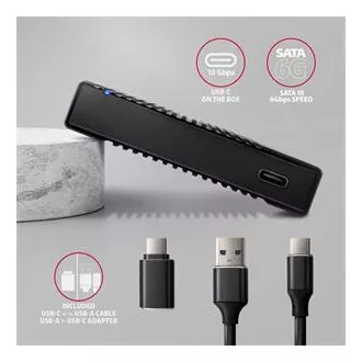 AXAGON EE25-GTR, USB-C 10Gbps - SATA 6G 2.5" RIBBED box, černý AXAGON EE25-GTR, USB-C 10Gbps - SATA 6G 2.5" RIBBED box, černý
