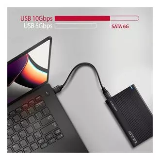 AXAGON EE25-GTR, USB-C 10Gbps - SATA 6G 2.5" RIBBED box, černý AXAGON EE25-GTR, USB-C 10Gbps - SATA 6G 2.5" RIBBED box, černý