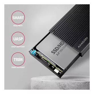 AXAGON EE25-GTR, USB-C 10Gbps - SATA 6G 2.5" RIBBED box, černý AXAGON EE25-GTR, USB-C 10Gbps - SATA 6G 2.5" RIBBED box, černý