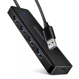 AXAGON HUE-C1A cestovní čtyřportový USB-A 5Gbps hub/USB-C konektor pro externí napájení/kabel 19 cm AXAGON HUE-C1A cestovní čtyřportový USB-A 5Gbps hub/USB-C konektor pro externí napájení/kabel 19 cm