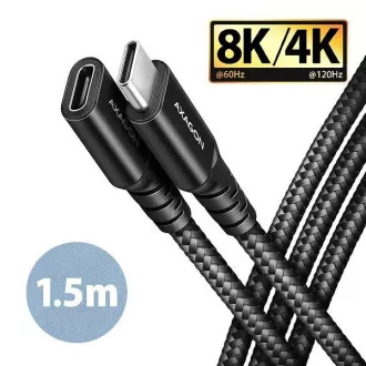 AXAGON BUCM32-CF15AB prodlužovací kabel USB-C (M) <-> USB-C (F), 1,5m, USB 20Gbps, PD 240W 5A, 8K HD, ALU, oplet, černý AXAGON BUCM32-CF15AB prodlužovací kabel USB-C (M) <-> USB-C (F), 1,5m, USB 20Gbps, PD 240W 5A, 8K HD, ALU, oplet, černý