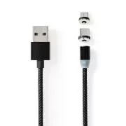 Nedis CCGB60630BK20 - USB 2.0 kabel | USB Micro-B Zástrčka / USB-C Zástrčka | 10 W | 2.00 m | Kulatý | Černá