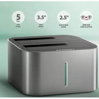 AXAGON ADSA-DC, USB-C 5Gbps - 2x SATA 6G 2.5"/3.5" SSD/HDD CLONE DUAL dokovací stanice