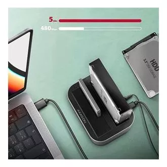 AXAGON ADSA-DC, USB-C 5Gbps - 2x SATA 6G 2.5"/3.5" SSD/HDD CLONE DUAL dokovací stanice