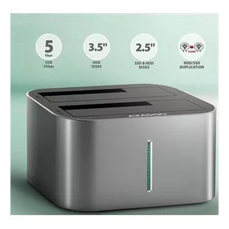 AXAGON ADSA-DC, USB-C 5Gbps - 2x SATA 6G 2.5"/3.5" SSD/HDD CLONE DUAL dokovací stanice